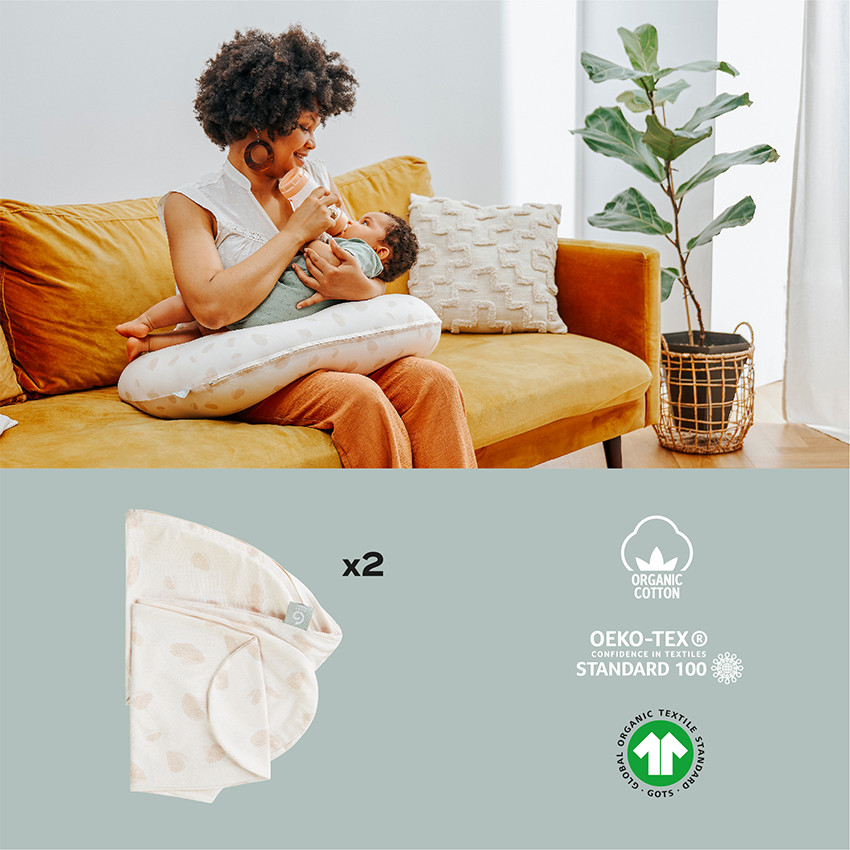 Coussin de grossesse et d'allaitement 2 en 1 B.Love pétales écru 