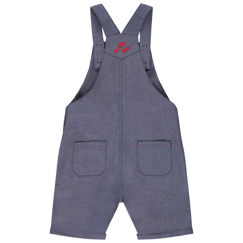 Peto corto de tela lisa con bordado para bebé niño 