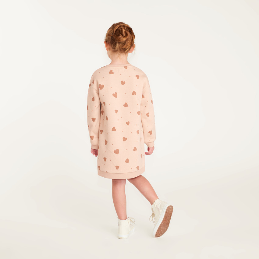Vestido de sudadera para niña con estampado de corazón 
