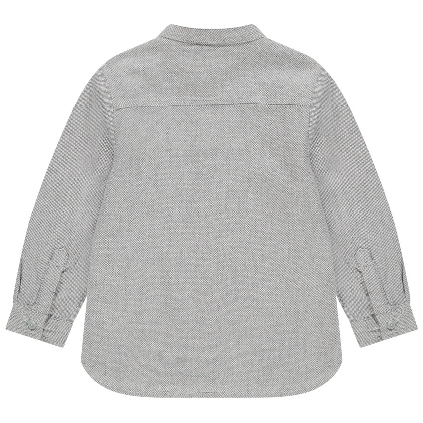 Chemise manches longues en maille chinée col mao et poche 