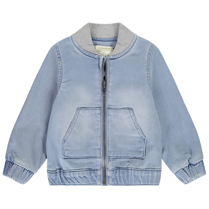 Chaqueta bomber de mezclilla con cuello acanalado para bebé niño 
