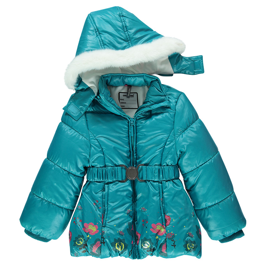 Parka de color turquesa con capucha desmontable con forro de tela sherpa 