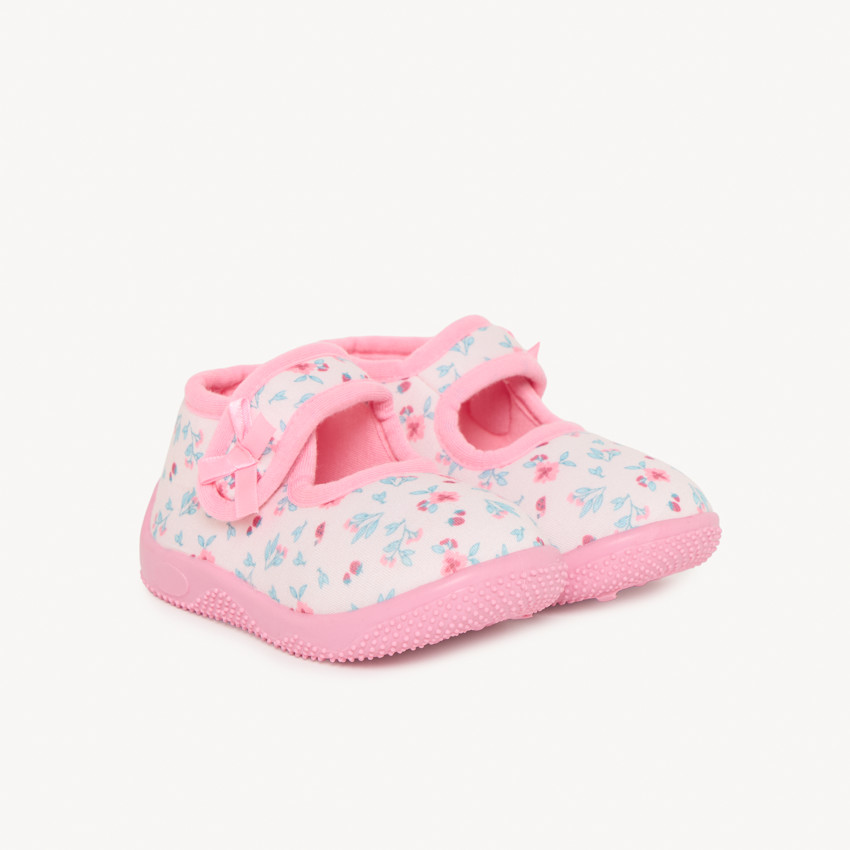 Zapatillas de bebé impresas con flores para niña 