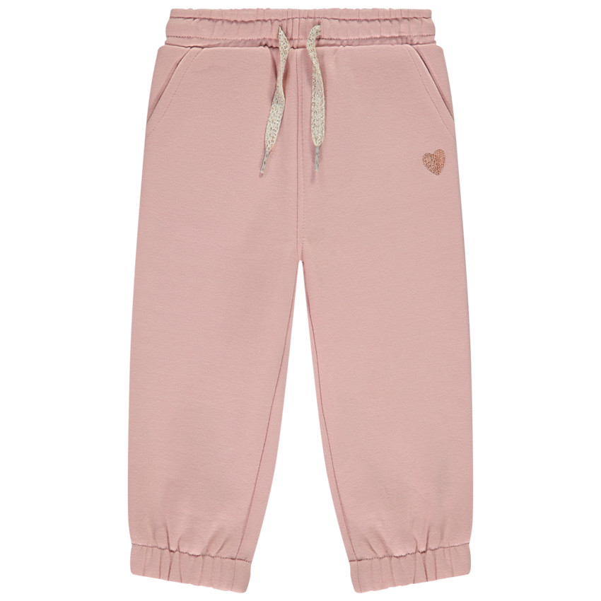 Pantalón jogging de felpa con corazón bordado en lurex para bebé niña 