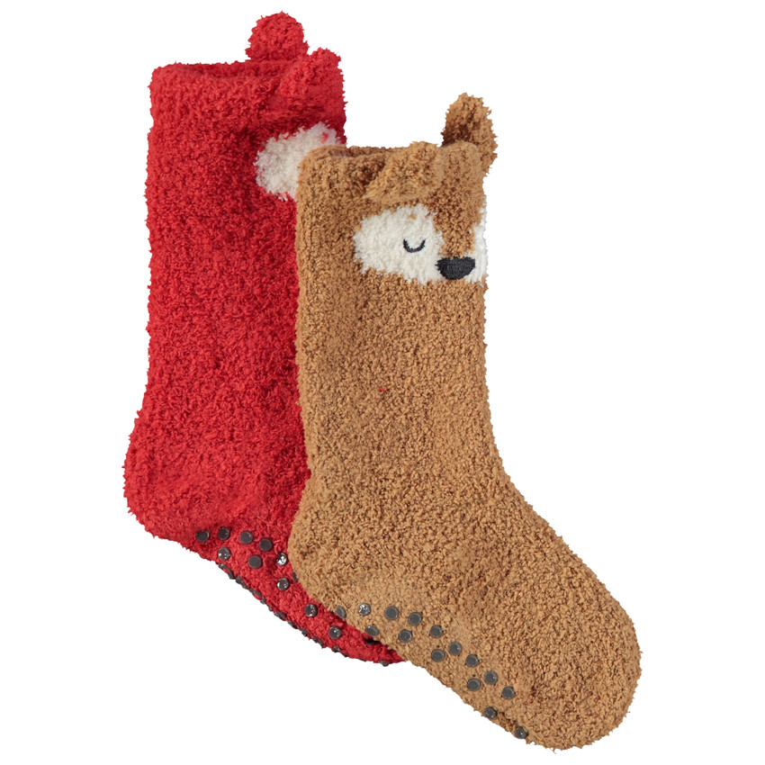 Lot de 2 paires de chaussettes antidérapantes faon pour garçon 