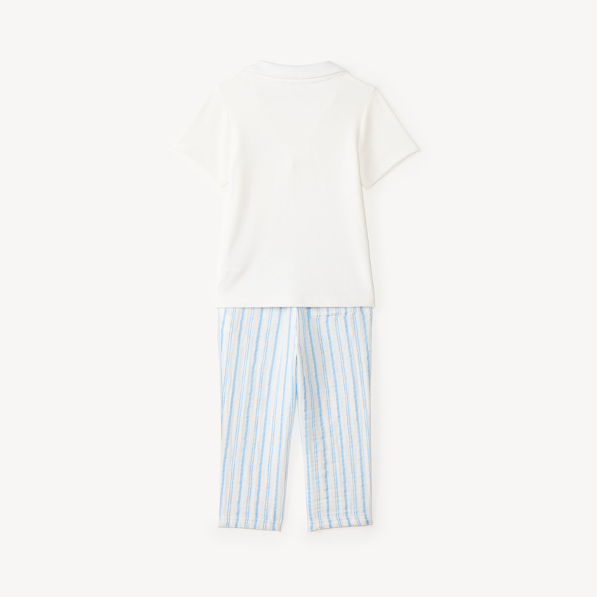 Conjunto de 2 piezas de polo y pantalón a rayas para bebé niño. 