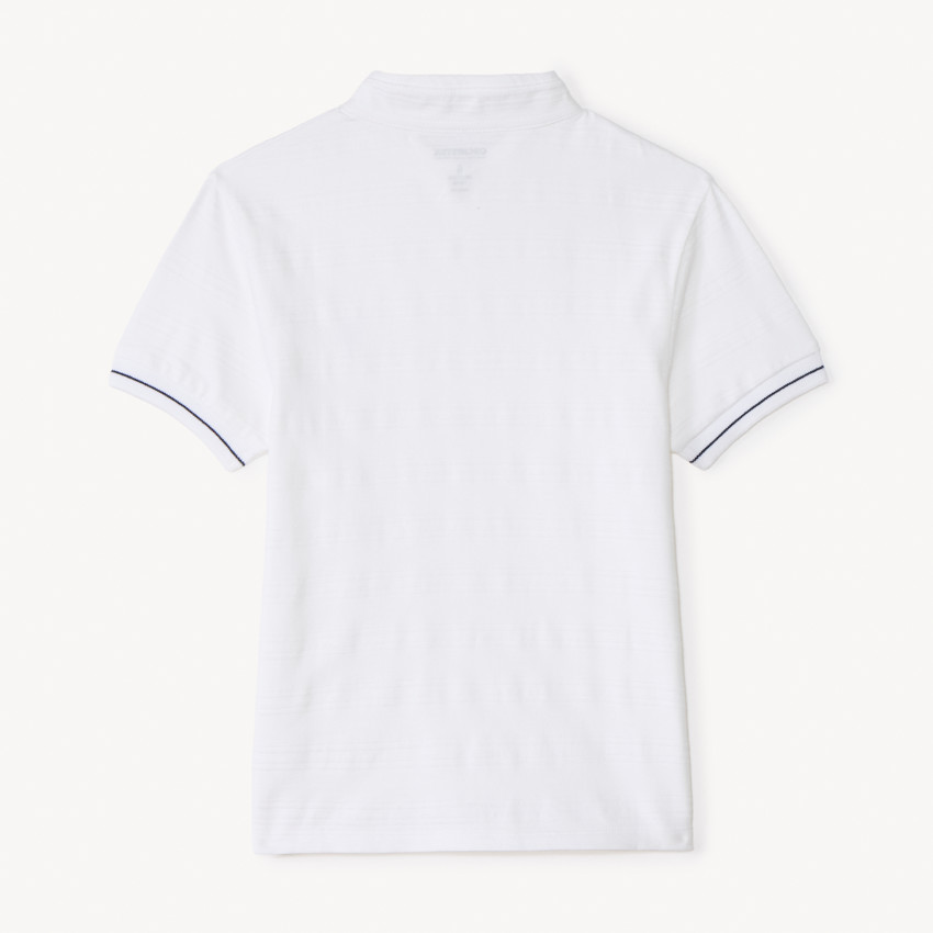 Polo de manga corta con cuello mao y bordado de palmera para niño. 