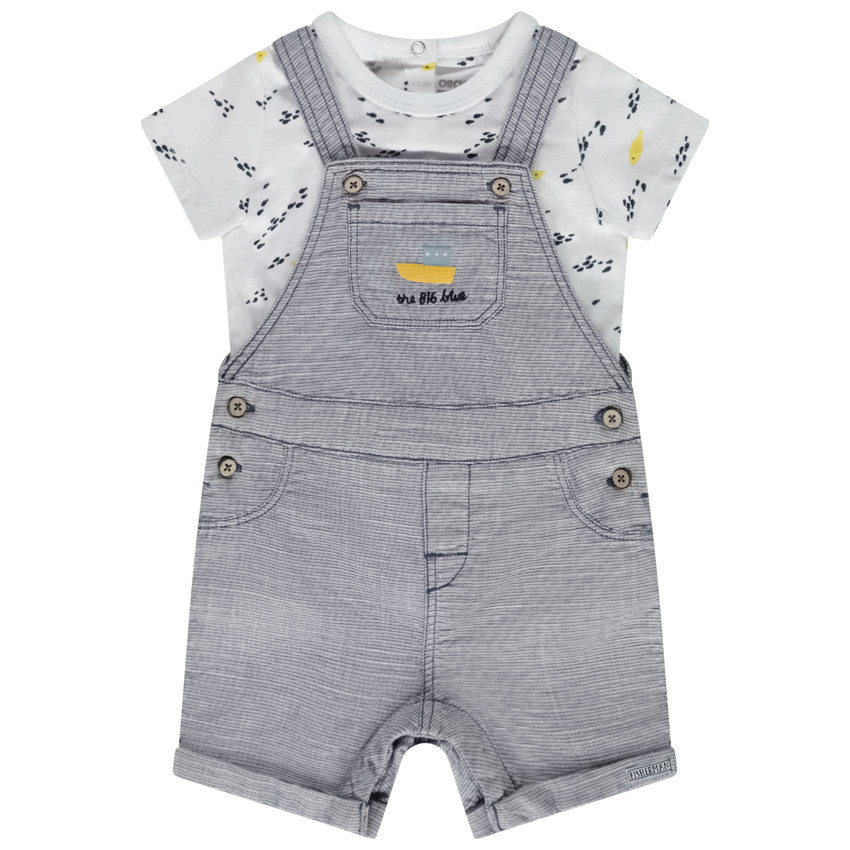 Ensemble 2 pièces avec salopette courte pour bébé garçon 