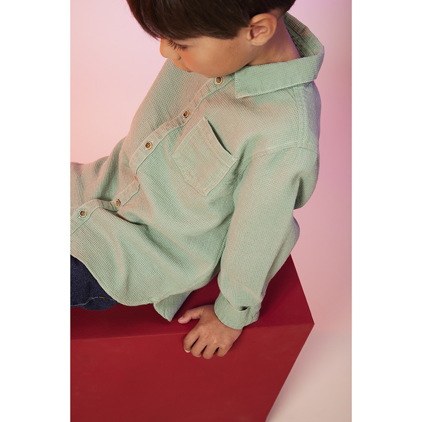 Camisa manga larga nido de abeja niño 