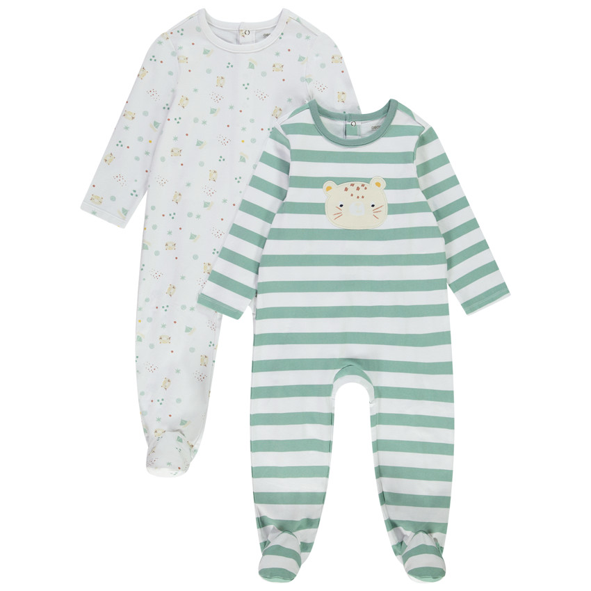 Lote de 2 peleles de jersey estampado tigres y rayas para bebé niño 