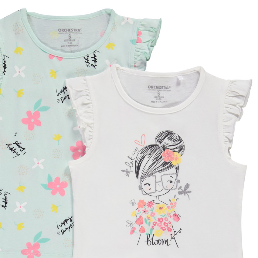 Pack de 4 camisetas de jersey con estampado para niña  Additional Pack de 4 camisetas de jersey con estampado para niña