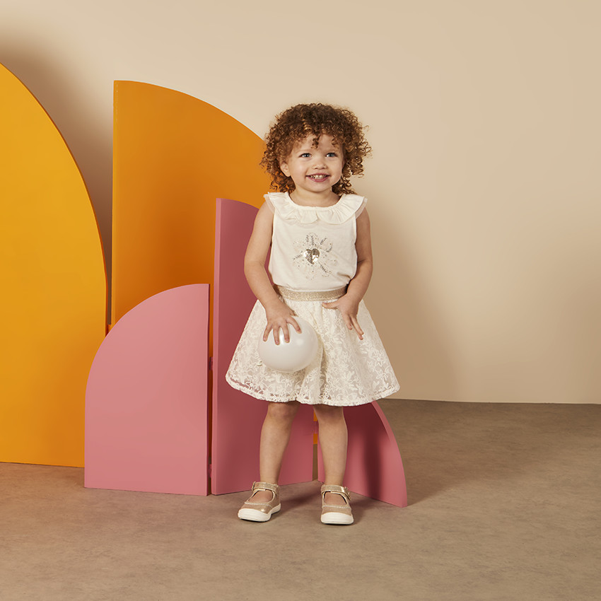 Falda de tul bordado para bebé niña 