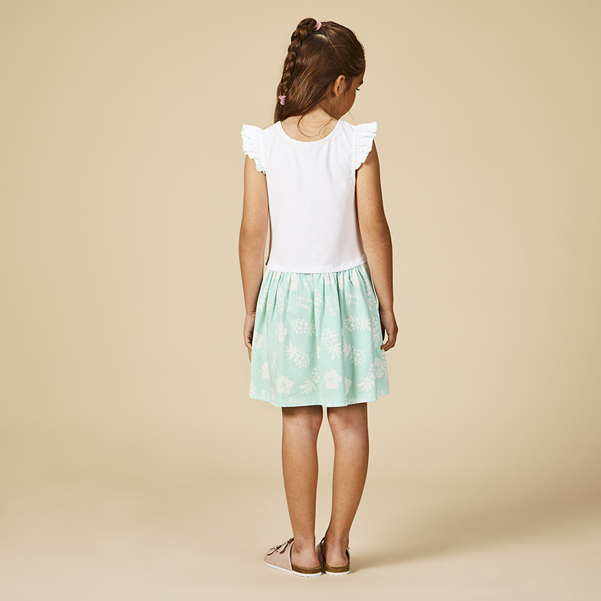 Robe de manga corta efecto 2 en 1 con print de purpurina niña 