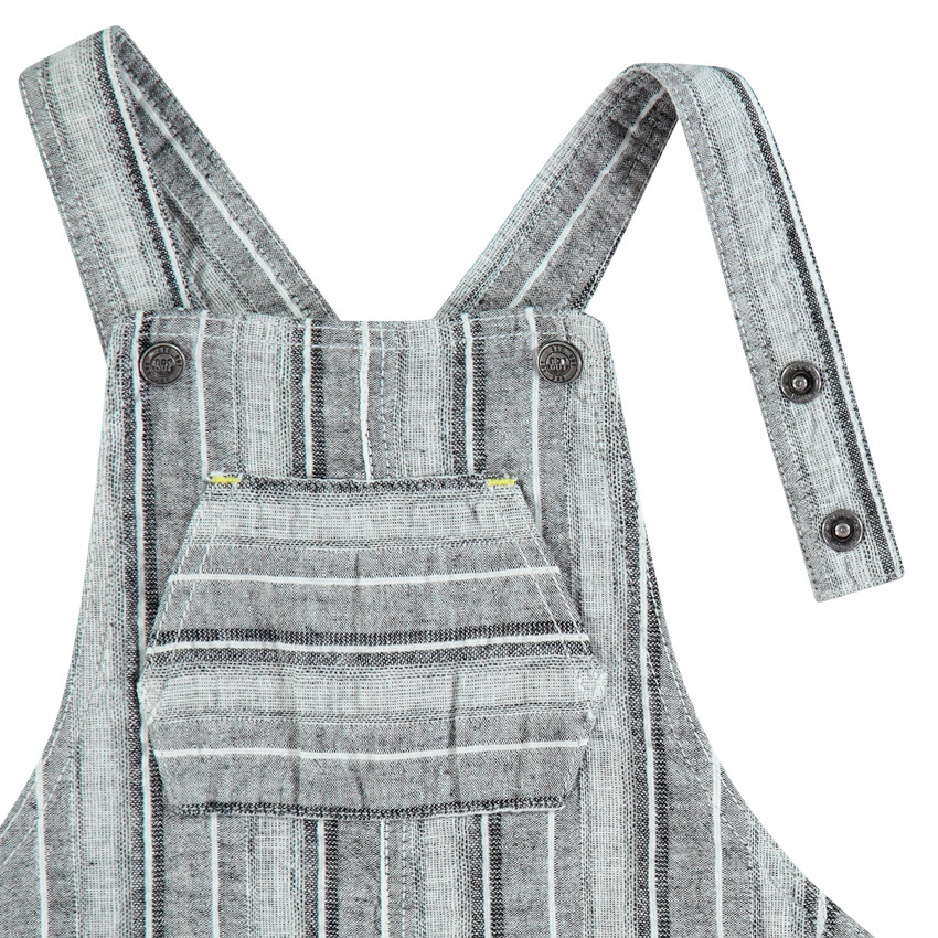 Salopette courte en coton et lin à rayures  Additional Salopette courte en coton et lin à rayures