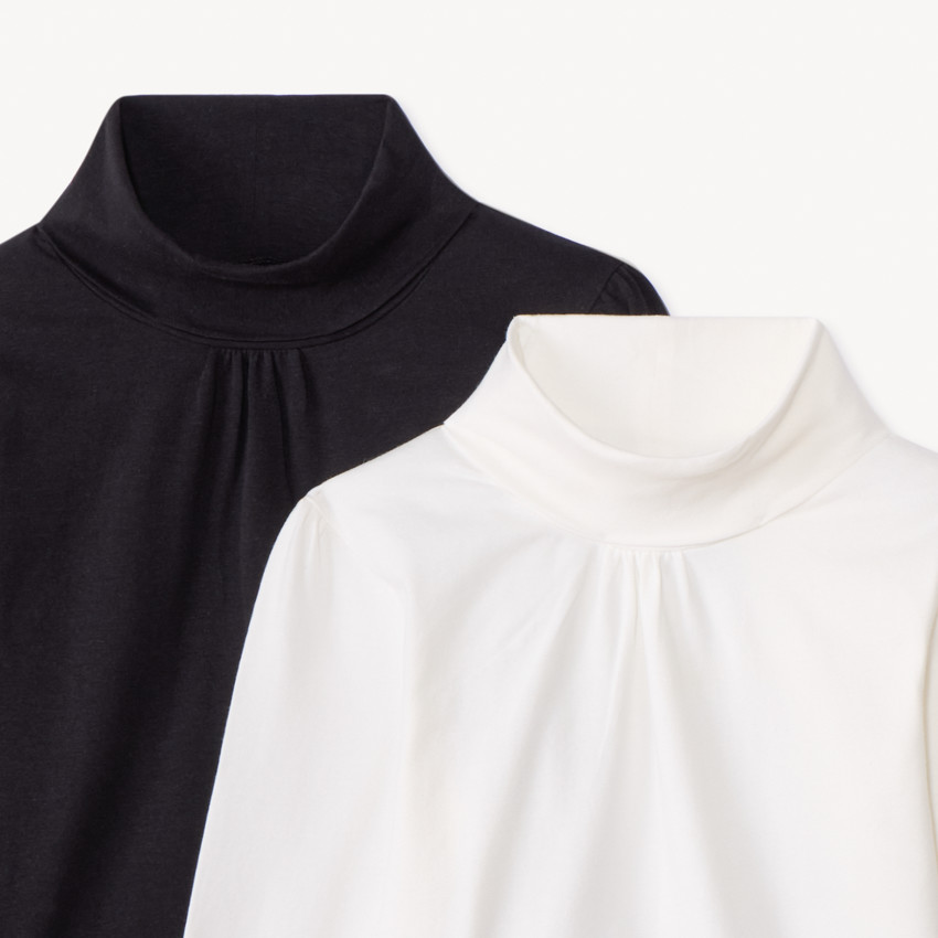 Lote de 2 camisetas interiores lisas de cuello alto para niña 