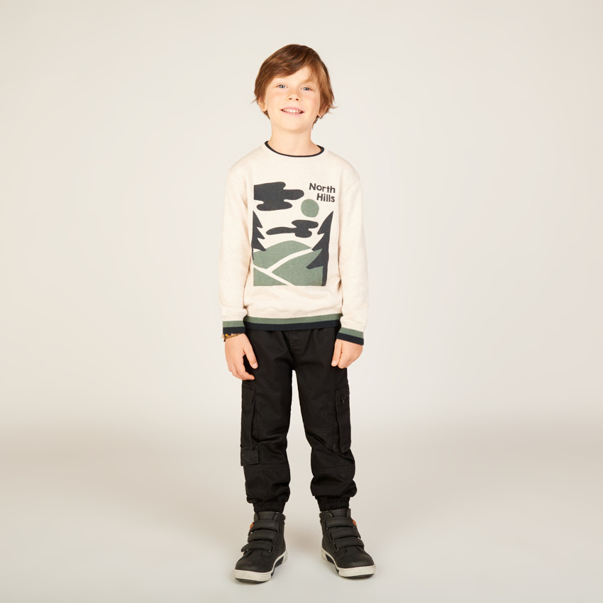 Pull en tricot printé doublé velours pour garçon 