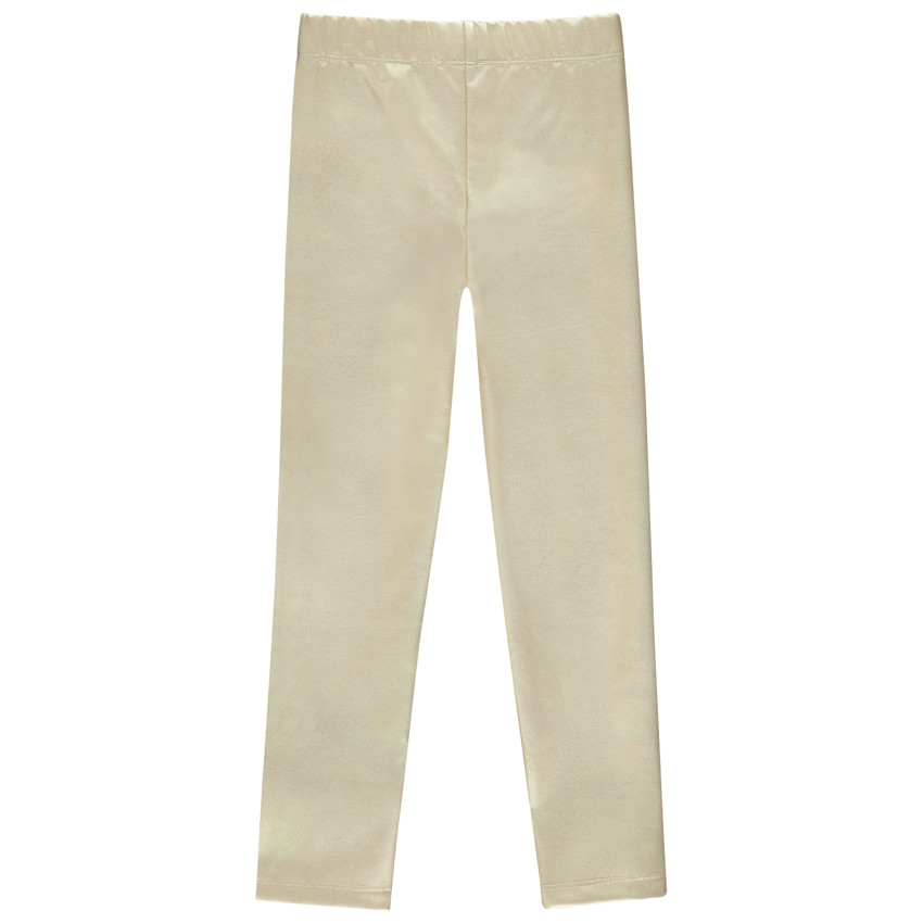 Leggings dorados slim en simil cuero para niña 