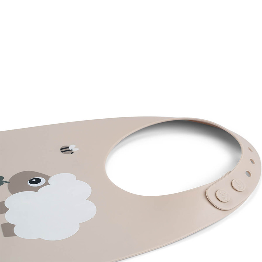 Babero de silicona con bolsillo Sheepy color arena 