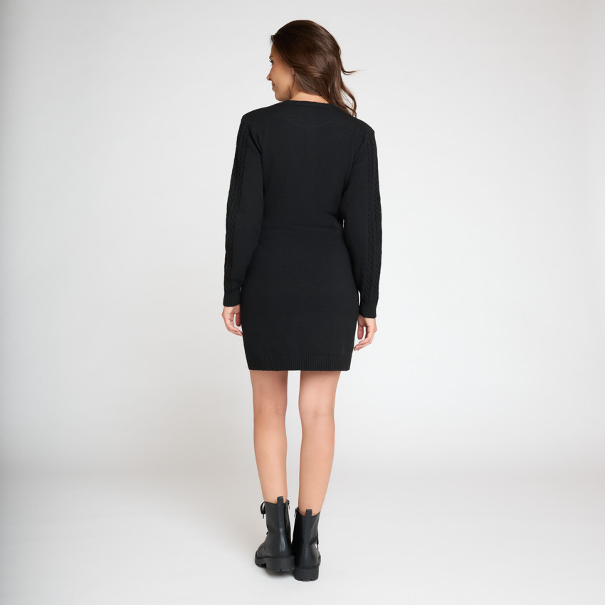Vestido de manga larga de punto liso para mujer 
