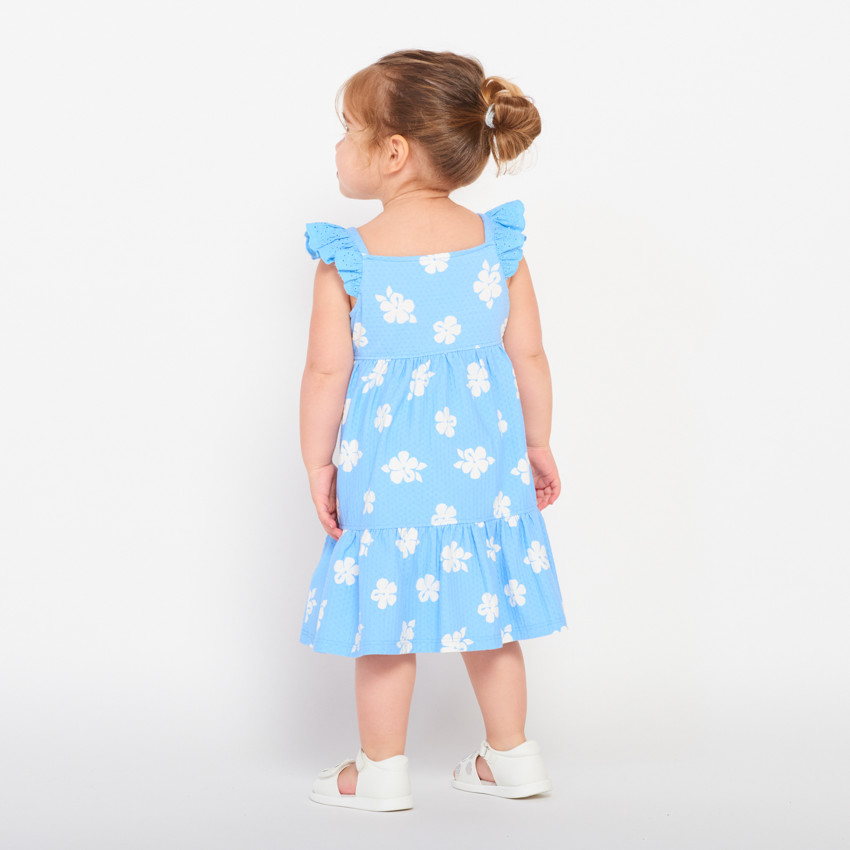 Vestido de punto cloqué con estampado de flores para bebé niña 