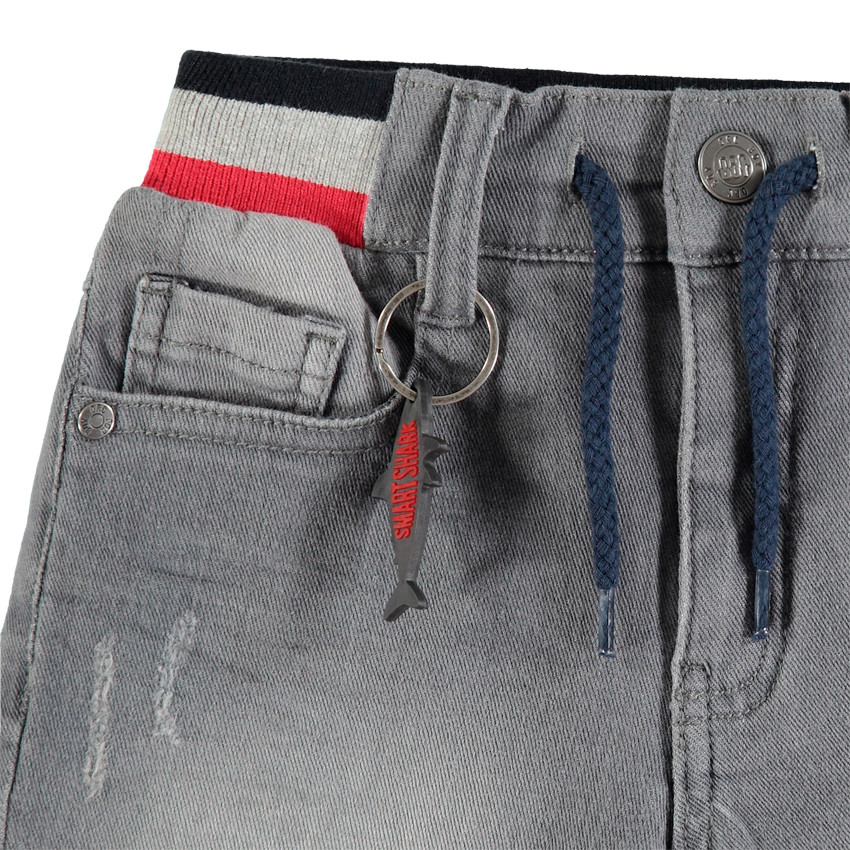 Bermudas vaqueras efecto desgastado con cintura elástica de rayas 