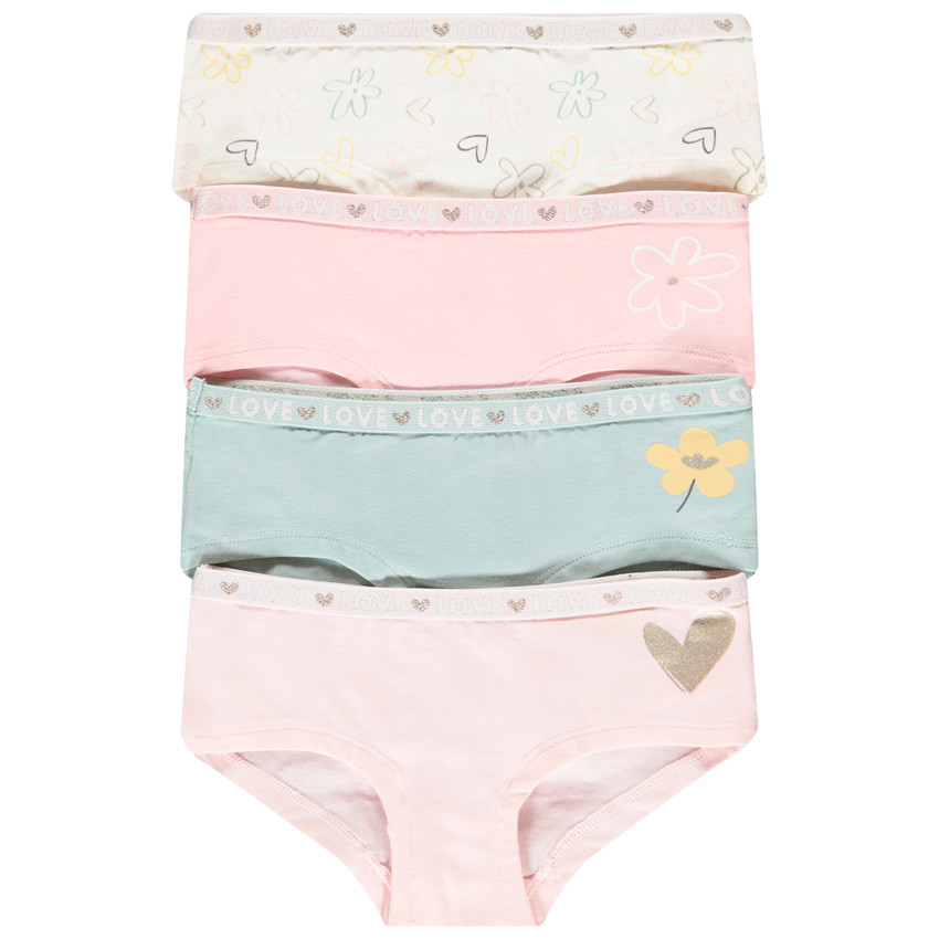 Lote de 4 shorties de fantasía con motivos de flores/corazones para niña  Additional Lote de 4 shorties de fantasía con motivos de flores/corazones para niña