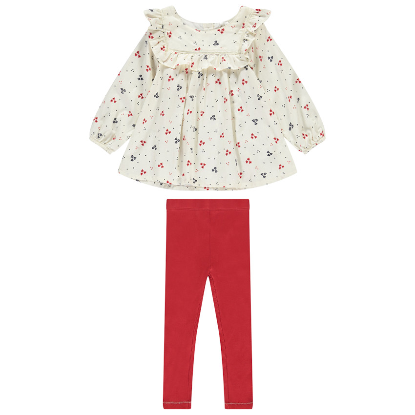 Conjunto de 2 piezas con blusa estampada para bebé niña 