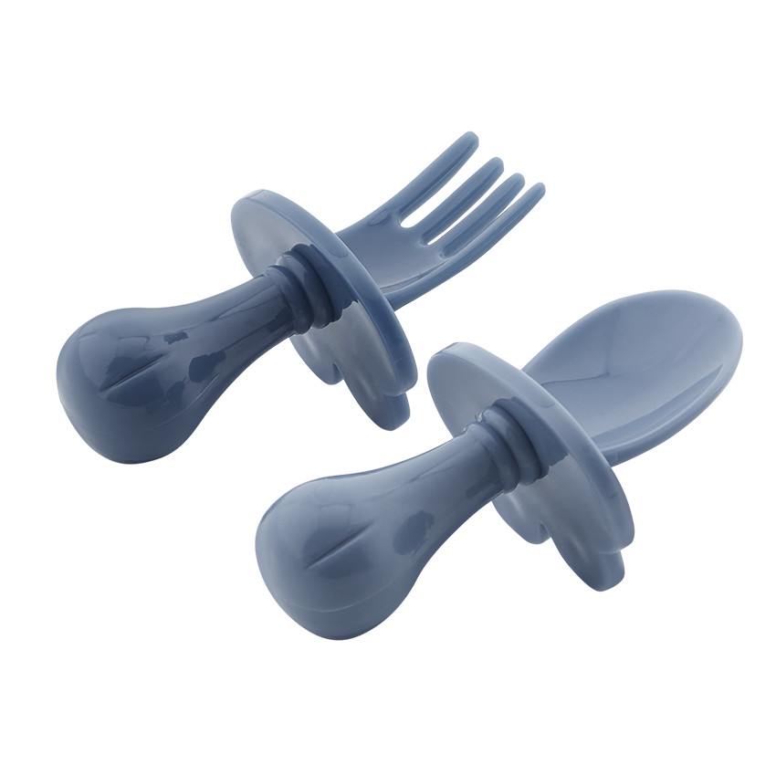 Lote de 2 cubiertos ergonómicos Montessori Yummix - Azul 