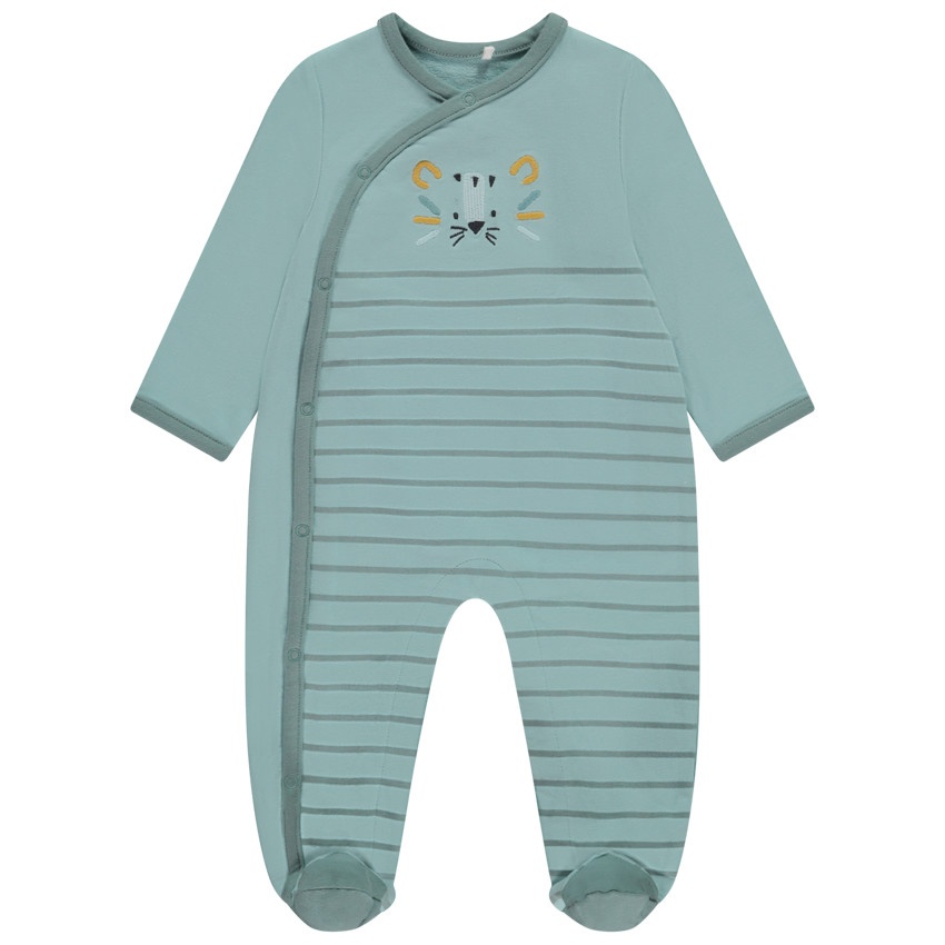 Pelele de felpa rayado con bordado de tigre para bebé niño 