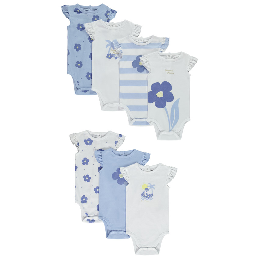 Lot de 7 bodies manches courtes motifs floraux pour bebe fille Orchestra