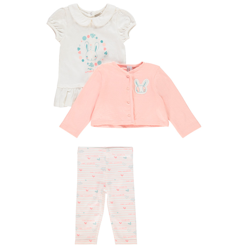 Conjunto 3 piezas estampado conejito 