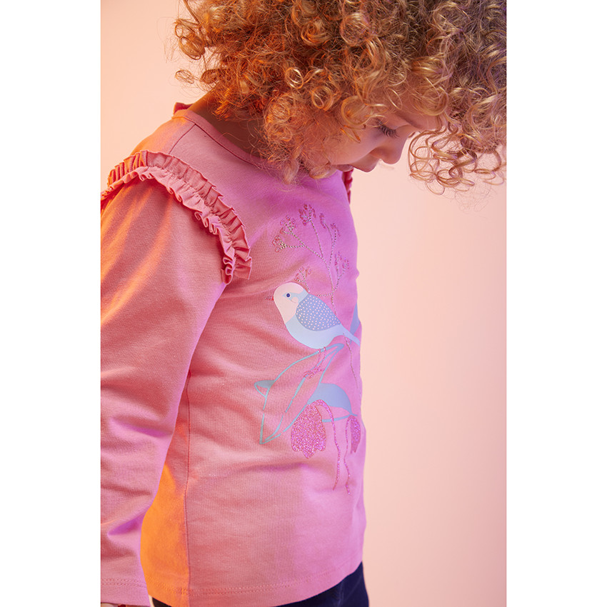 T-shirt manches longues à ruché print pailleté pour bébé fille 