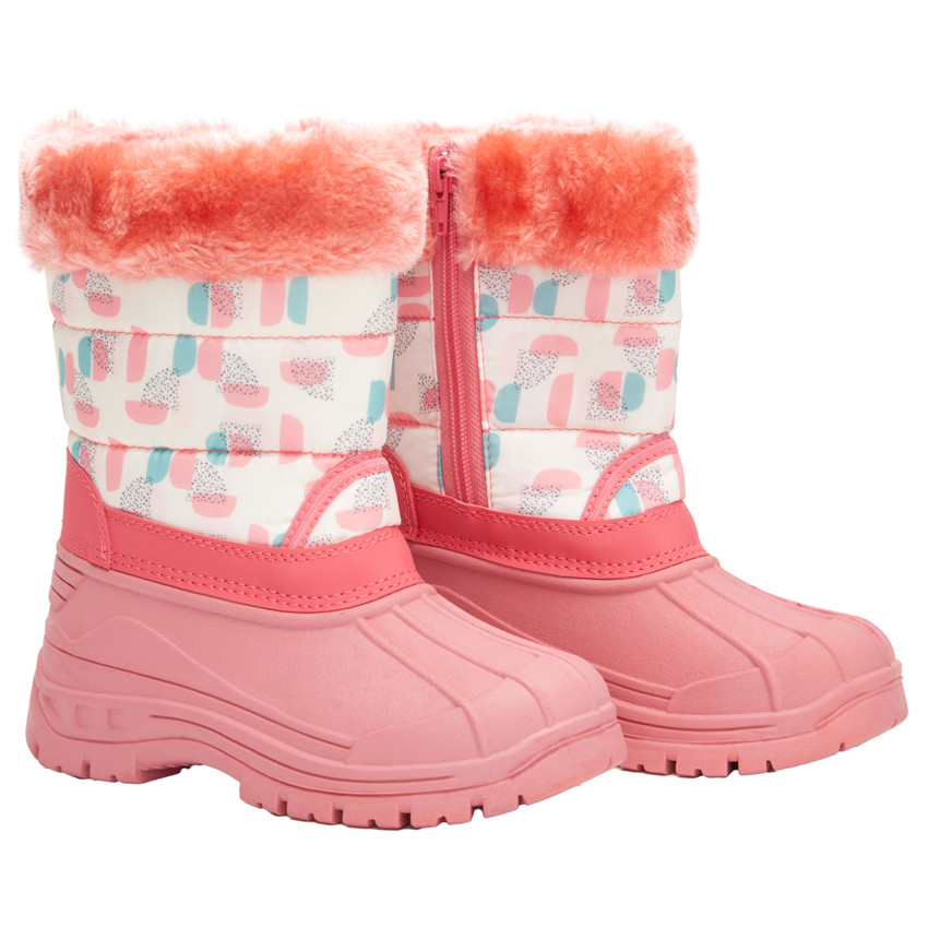 Botas de esquí con cremallera y estampado con pelo sintético para bebé niña 