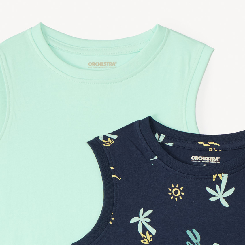 Lote de 2 camisetas sin mangas con diseño niño 