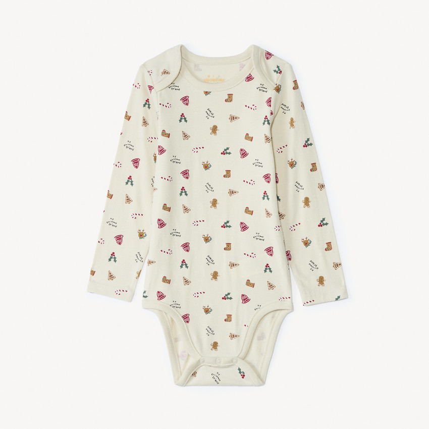 Lot de 2 bodies manches longues de Noël pour bébé garçon avec ouvertures différentes selon l'âge 