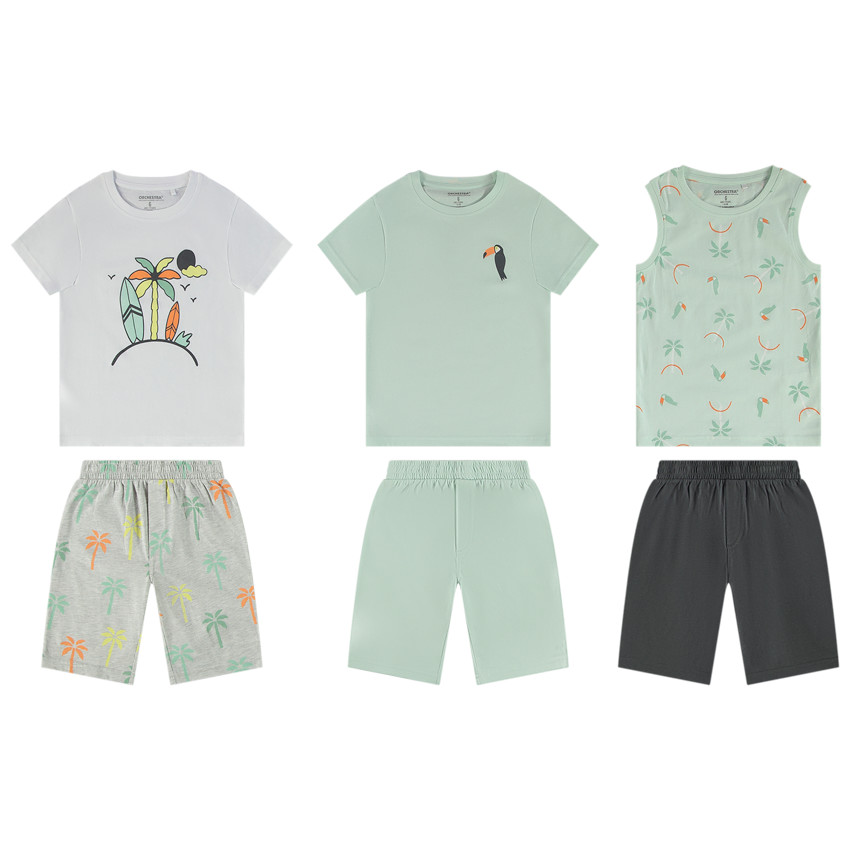 Lote de 3 pijamas cortos de 2 piezas para niño 