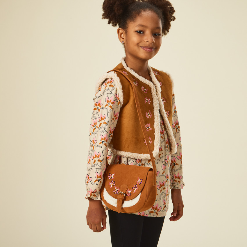 Chaleco sin mangas de ante y sherpa para niña 