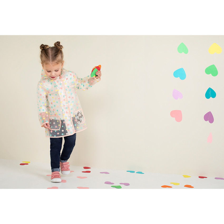 Cortavientos con capucha transparente con lunares all over y mensaje estampado  Additional Cortavientos con capucha transparente con lunares all over y mensaje estampado