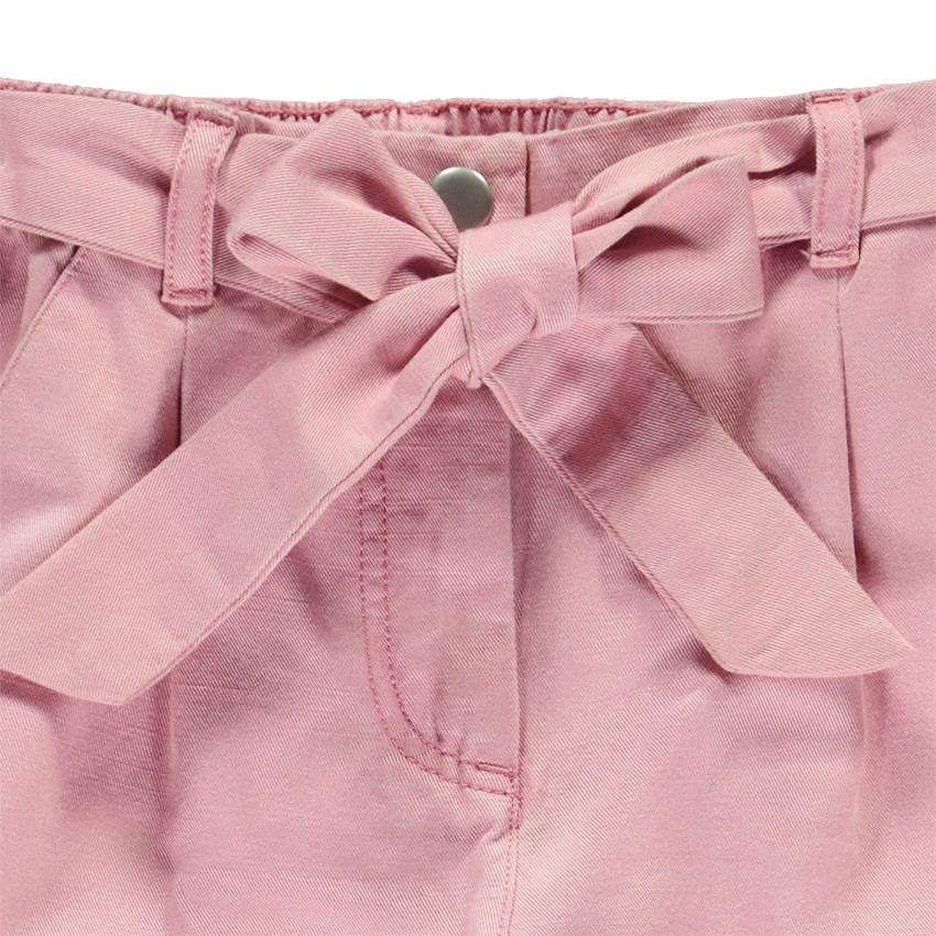 Pantalón cargo de twill liso con cinturón para niña 