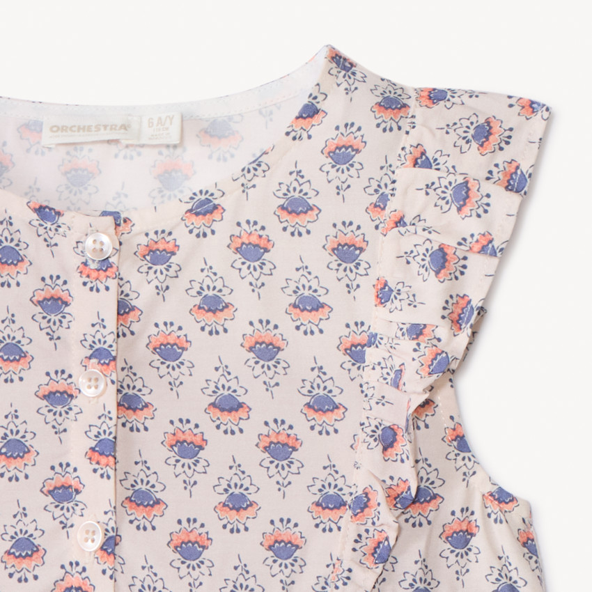 Túnica de manga corta con estampado de flores para niña 