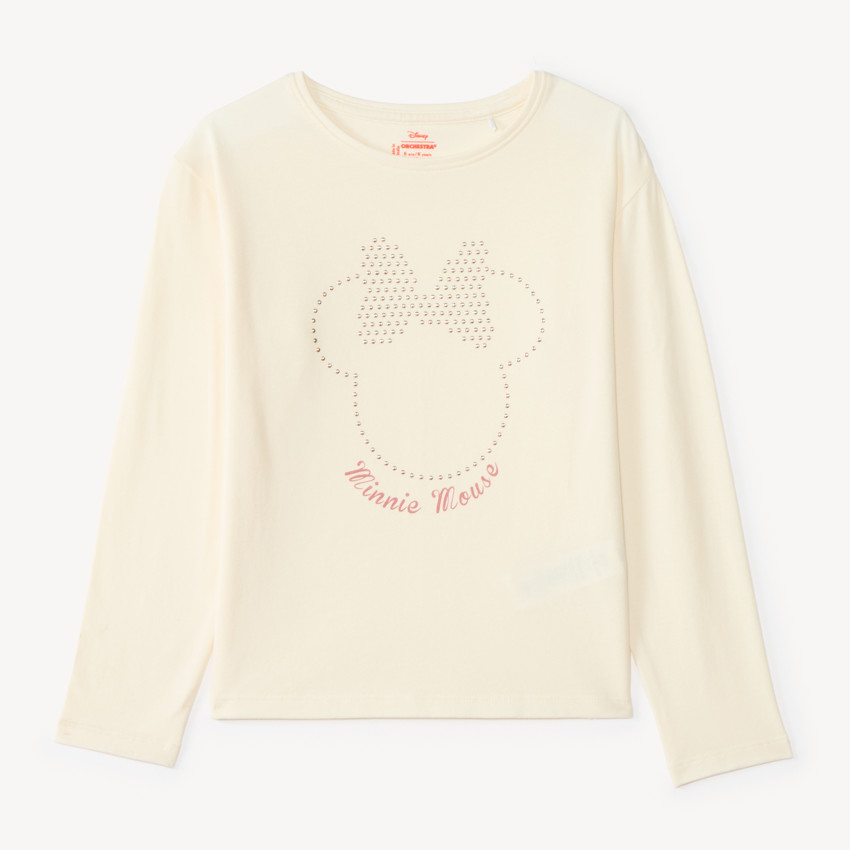 Camiseta de manga larga para niña con strass de Minnie Disney 