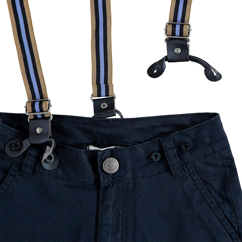 Júnior - Pantalón corto con tirantes de rayas desmontables 