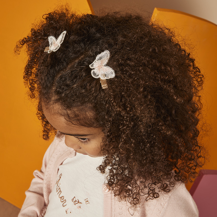 Set de 4 clips mariposa y flores para niña 