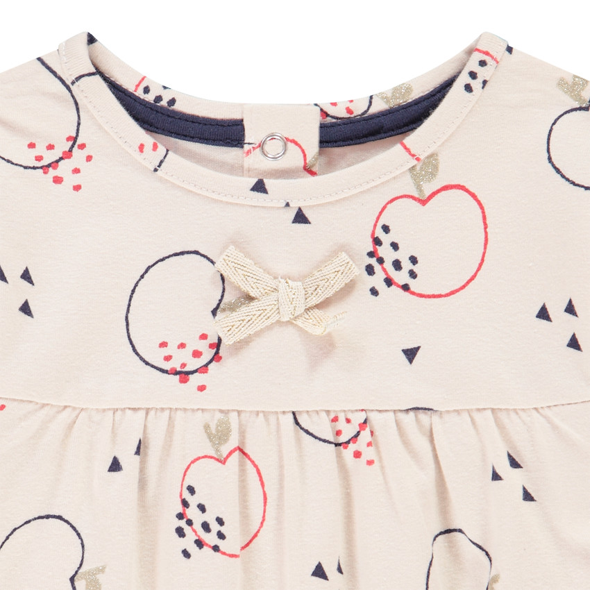 Ensemble 3 pièces tunique imprimé pommes + boléro + caleçon pour bébé fille Main Ensemble 3 pièces tunique imprimé pommes + boléro + caleçon pour bébé fille