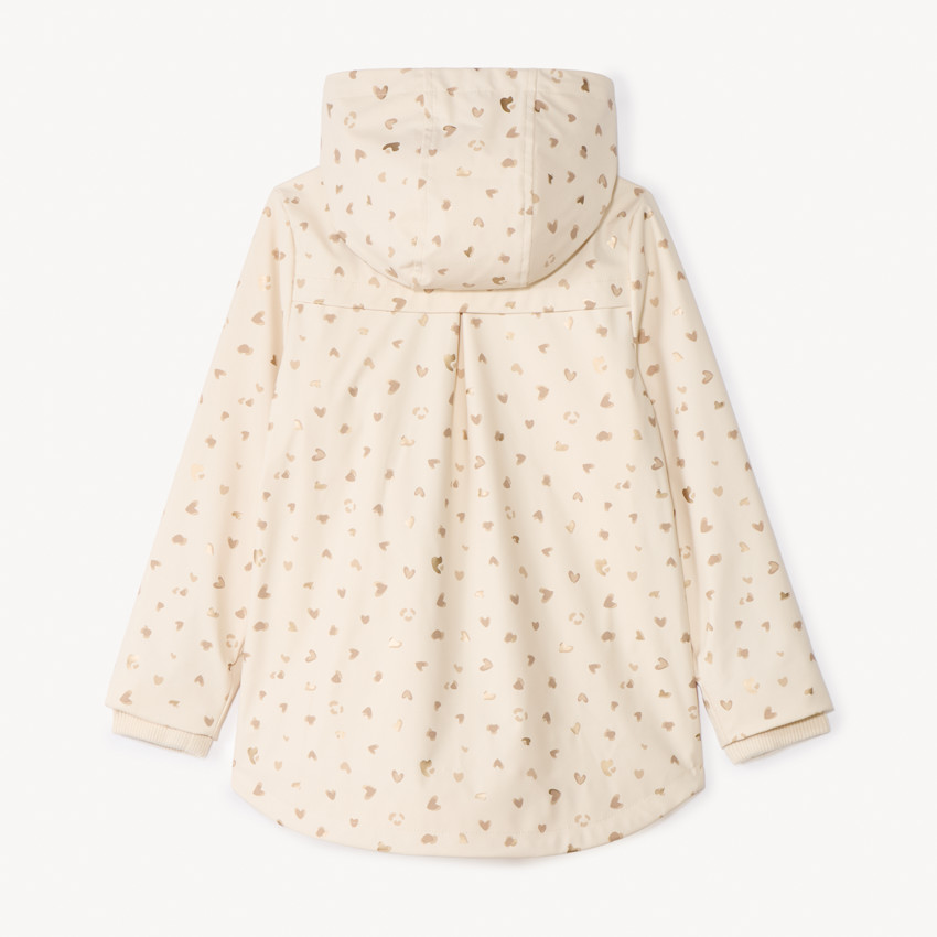 Parka de goma con estampado de corazones brillantes para niña 