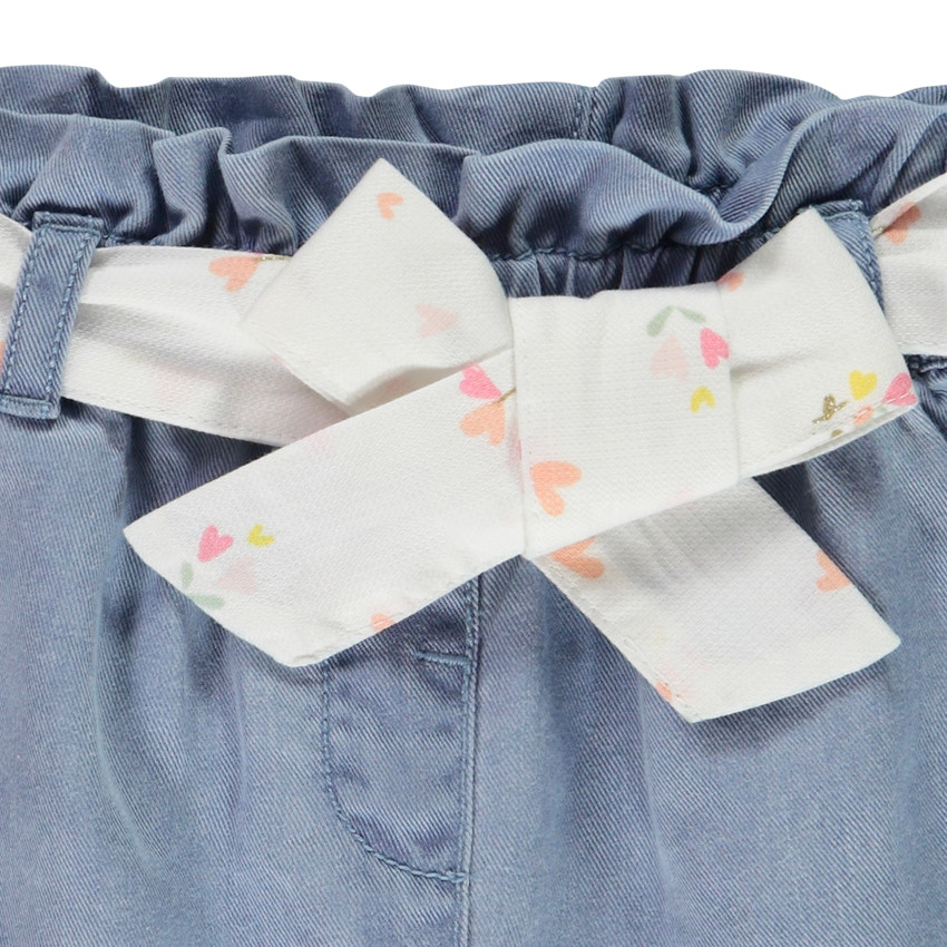 Short de tela con cinturón para anudar para bebé niña 