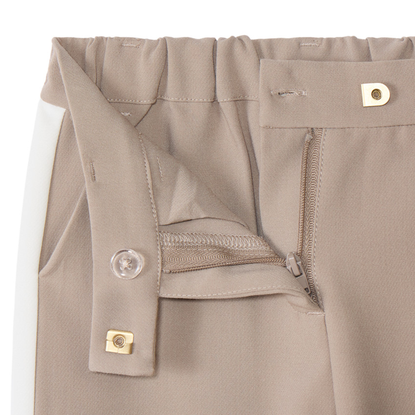 Pantalon droit uni à bandes latérales pour fille 