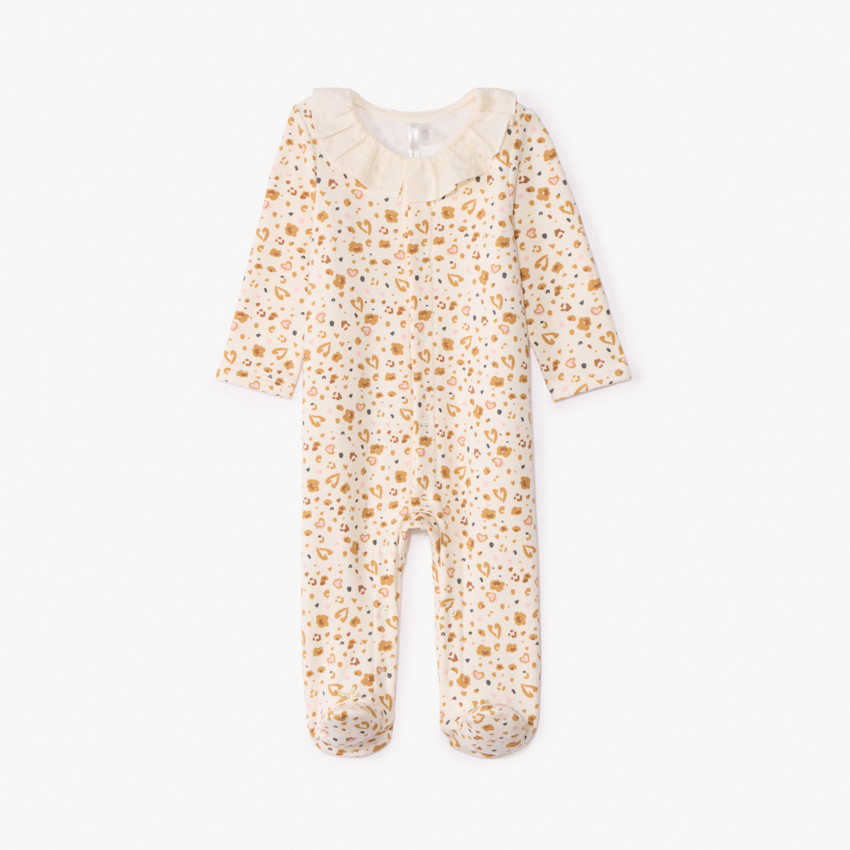 Dors bien impreso de leopardo con cuello para niña. 