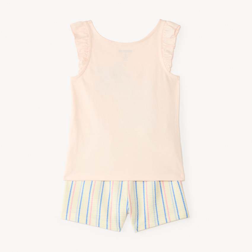 Conjunto de 2 piezas: camiseta sin mangas + pantalones cortos con estampado de surf para niña. 