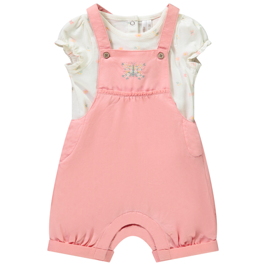 Conjunto de 2 piezas con peto bordado de mariposa para bebé niña  Additional Conjunto de 2 piezas con peto bordado de mariposa para bebé niña